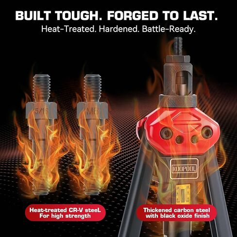 16" Rivet Nut Tool Kit, Heavy-Duty Rivnut/Nutsert Tool with 7 Mandrels (M6, M8, M10, 1/4"-20×2, 5/16"-18, 3/8"-16) & 70 Rivet Nuts, Rugged Rivnut Tool Kit with Carrying Case (16") in Kuwait