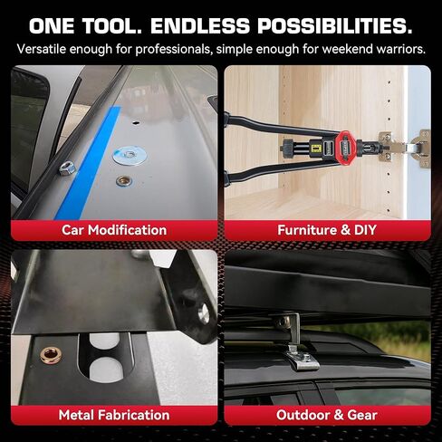 16" Rivet Nut Tool Kit, Heavy-Duty Rivnut/Nutsert Tool with 7 Mandrels (M6, M8, M10, 1/4"-20×2, 5/16"-18, 3/8"-16) & 70 Rivet Nuts, Rugged Rivnut Tool Kit with Carrying Case (16") in Kuwait