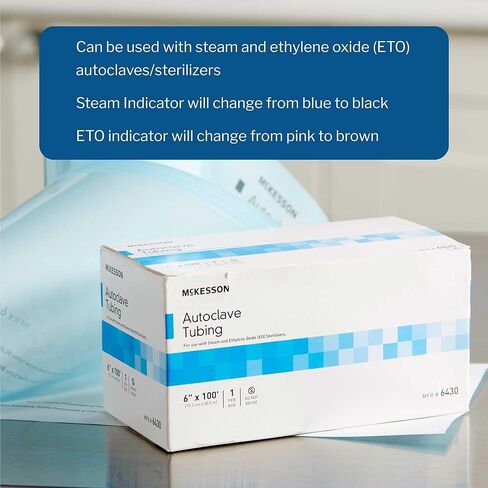 McKesson Autoclave Tubing - Medical Tool Sterilization Tube, Color Changing Steam Indicator, 6 in x 100 ft, 8 Count in Saudi Arabia