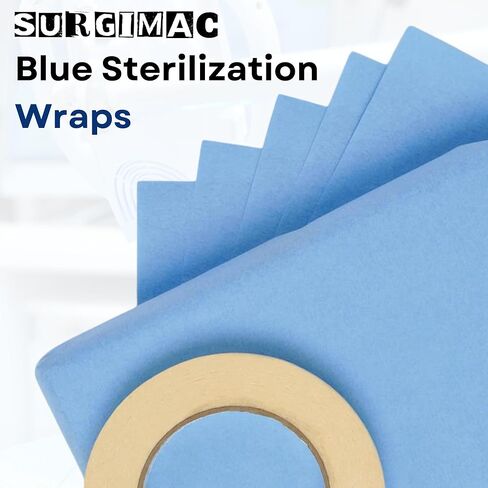SurgiMac Blue Sterilization Wrap Tear Proof Fabric Disposable CSR Wrap Single Layer Cellulose EO Gas Compatible Latex Free Wraps First Aid Supplies Emergency Supplies (500, 15 X 15") in Saudi Arabia