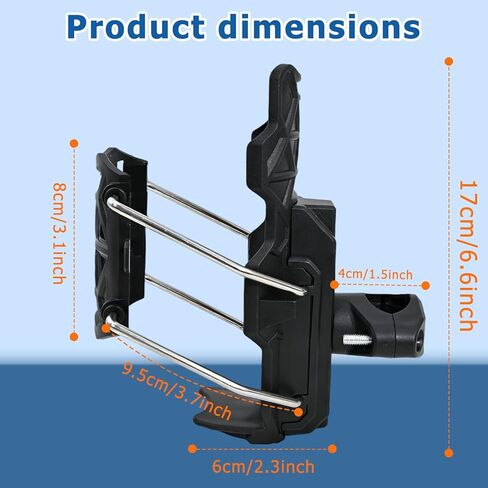 Adaptive Cycling Water Bottle Holder, 360° Rotatable Auto-Clamping Cup Cage, Tool-Free Universal Mount for 2-3" Bottles, Honeycomb Mesh for Mountain/Road Bikes & Motorcycles (Black) in Kuwait