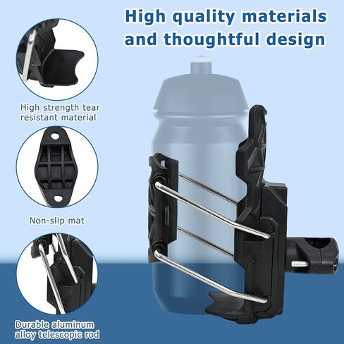 Adaptive Cycling Water Bottle Holder, 360° Rotatable Auto-Clamping Cup Cage, Tool-Free Universal Mount for 2-3" Bottles, Honeycomb Mesh for Mountain/Road Bikes & Motorcycles (Black) in Kuwait