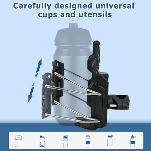 Adaptive Cycling Water Bottle Holder, 360° Rotatable Auto-Clamping Cup Cage, Tool-Free Universal Mount for 2-3" Bottles, Honeycomb Mesh for Mountain/Road Bikes & Motorcycles (Black) in Kuwait