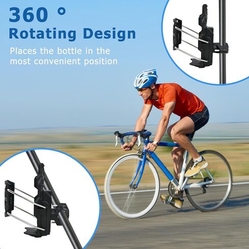 Adaptive Cycling Water Bottle Holder, 360° Rotatable Auto-Clamping Cup Cage, Tool-Free Universal Mount for 2-3" Bottles, Honeycomb Mesh for Mountain/Road Bikes & Motorcycles (Black) in Kuwait