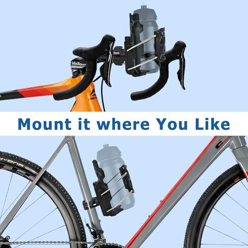 Adaptive Cycling Water Bottle Holder, 360° Rotatable Auto-Clamping Cup Cage, Tool-Free Universal Mount for 2-3" Bottles, Honeycomb Mesh for Mountain/Road Bikes & Motorcycles (Black) in Kuwait