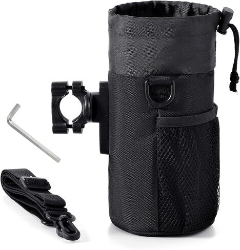 IRON JIA'S Motorcycle Cup Holder, Motorcycle Drink Holder with Mesh Pockets, Universal Water Bottle Cup Accessories for Bike, e-Bike, ATV/UTV, Wheelchair, Walker (Fits 1.1"-1.4" Handlebar) in Kuwait