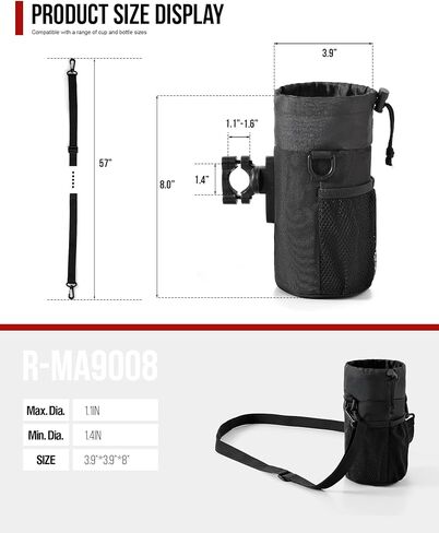 IRON JIA'S Motorcycle Cup Holder, Motorcycle Drink Holder with Mesh Pockets, Universal Water Bottle Cup Accessories for Bike, e-Bike, ATV/UTV, Wheelchair, Walker (Fits 1.1"-1.4" Handlebar) in Kuwait