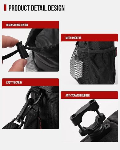 IRON JIA'S Motorcycle Cup Holder, Motorcycle Drink Holder with Mesh Pockets, Universal Water Bottle Cup Accessories for Bike, e-Bike, ATV/UTV, Wheelchair, Walker (Fits 1.1"-1.4" Handlebar) in Kuwait