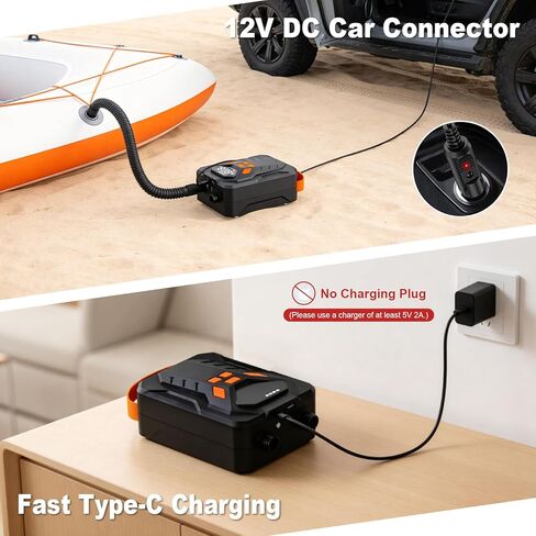 Electric Paddle Board Pump,Rechargeable 20PSI High Pressure SUP Air Pump with Storage Bag and Led,Intelligent Dual Stage Inflation & Deflation,Suitable for Stand Up Paddle Boards,Boats,Kayaks in Kuwait