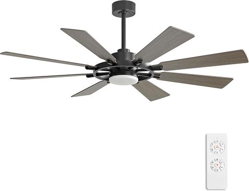 ELEHINSER 80 Inch Ceiling Fan with Lights and 3 Downrods, 8 Plywood Blades, 6-Speed Noiseless Reversible DC Motor, 3CCT, Windmill Ceiling fan for Kitchen Bedroom Living Room, Gloss White in Saudi Arabia