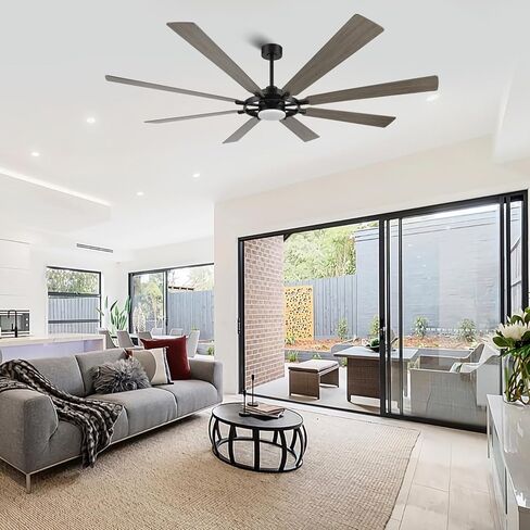 ELEHINSER 80 Inch Ceiling Fan with Lights and 3 Downrods, 8 Plywood Blades, 6-Speed Noiseless Reversible DC Motor, 3CCT, Windmill Ceiling fan for Kitchen Bedroom Living Room, Gloss White in Saudi Arabia