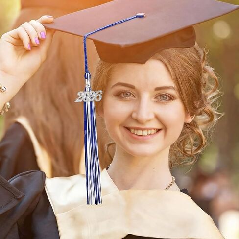 24 Pieces Graduation Tassels with 2025 Year Date Charms Grad Graduation Cap Tassel Graduation Hat Decoration for 2025 Graduation Gifts Party Activities, 16.2 Inch(Royal Blue, White, Silver) in Kuwait