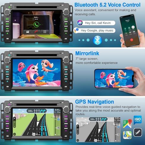 4G+64G Android 13 Car Radio for Chevy Silverado GMC Sierra Buick Enclave Yukon, 7" IPS Touch Screen Car Stereo Build-in GPS Wireless CarPlay/Android Auto, Backup Camera/DSP/SWC in Kuwait