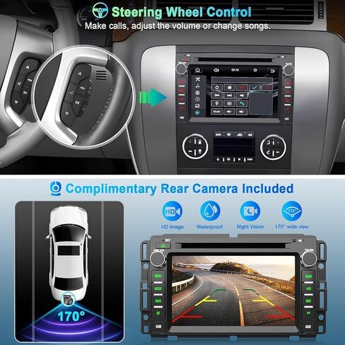 4G+64G Android 13 Car Radio for Chevy Silverado GMC Sierra Buick Enclave Yukon, 7" IPS Touch Screen Car Stereo Build-in GPS Wireless CarPlay/Android Auto, Backup Camera/DSP/SWC in Kuwait