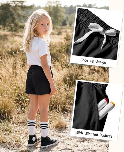5 Pack Girls Cotton Athletic Shorts with Pockets and Elastic Drawstring Waist Summer Wear for Girls 4-14 Years in Saudi Arabia