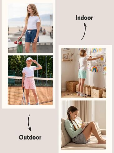 5 Pack Girls Cotton Athletic Shorts with Pockets and Elastic Drawstring Waist Summer Wear for Girls 4-14 Years in Saudi Arabia