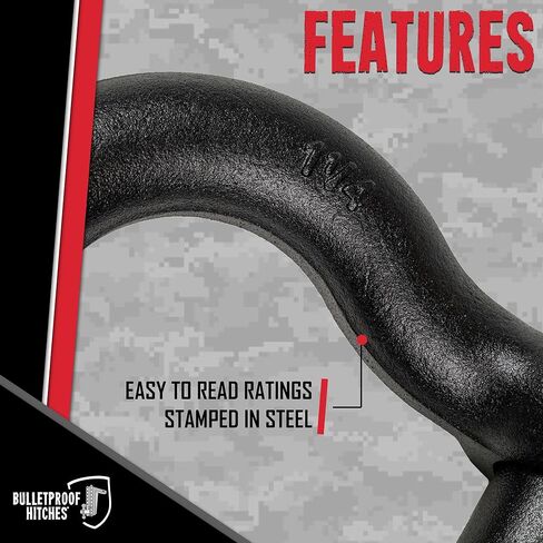 Bulletproof 1-1/4" D-Ring Shackle 18 Ton Working Load Limit - Heavy Duty Recovery Shackle with 1-3/8" Threaded Pin - Forged Steel - Black Powder Coat Finish in Saudi Arabia