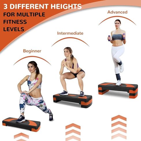 منصة التمارين الرياضية Fitvids - خطوة تمرين 31 بوصة مع 3 مستويات ارتفاع قابل للتعديل - نان - يوسفي in Saudi Arabia