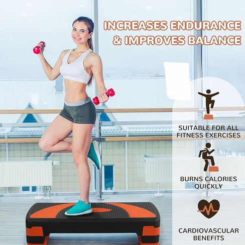 منصة التمارين الرياضية Fitvids - خطوة تمرين 31 بوصة مع 3 مستويات ارتفاع قابل للتعديل - نان - يوسفي in Saudi Arabia