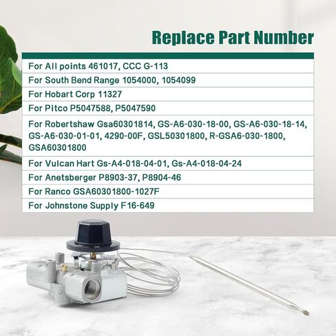 YUXIVCNE P5047588 ترموستات مقلاة الغاز 200-400 F نطاق 1/4 في صندوق الأشياء لاستبدال Mpt لـ Pitco GSA60301800 4290-006 P5047590، وحدة تحكم في درجة الحرارة مع مقبض in Saudi Arabia