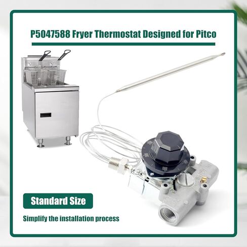 YUXIVCNE P5047588 ترموستات مقلاة الغاز 200-400 F نطاق 1/4 في صندوق الأشياء لاستبدال Mpt لـ Pitco GSA60301800 4290-006 P5047590، وحدة تحكم في درجة الحرارة مع مقبض in Saudi Arabia