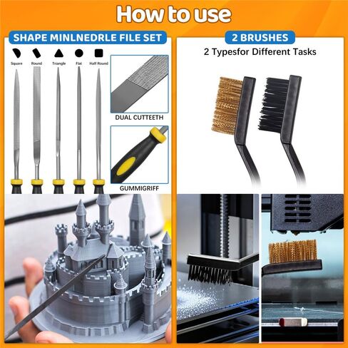 50Pcs 3D Printer Tool Kit & Accessories for All FDM/SLA Printers, Includes Nozzle Cleaning Kit, Scraper, Deburring Tool, Files, Brushes - Complete Starter Kit with Case in Kuwait
