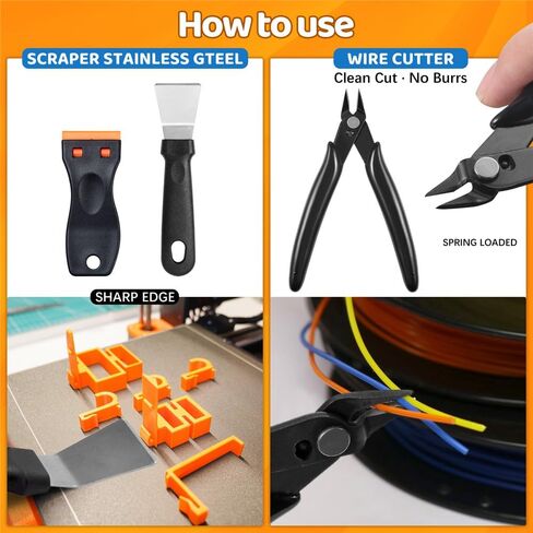 50Pcs 3D Printer Tool Kit & Accessories for All FDM/SLA Printers, Includes Nozzle Cleaning Kit, Scraper, Deburring Tool, Files, Brushes - Complete Starter Kit with Case in Kuwait