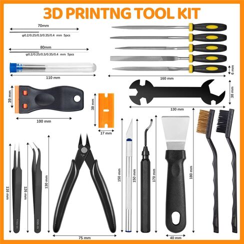 50Pcs 3D Printer Tool Kit & Accessories for All FDM/SLA Printers, Includes Nozzle Cleaning Kit, Scraper, Deburring Tool, Files, Brushes - Complete Starter Kit with Case in Kuwait