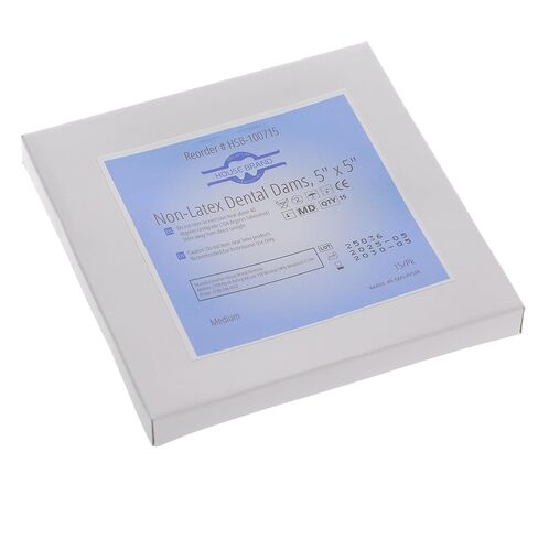 100715 HSB Non-Latex Dental Dams 5" X 5" Medium 15/Pk in Kuwait