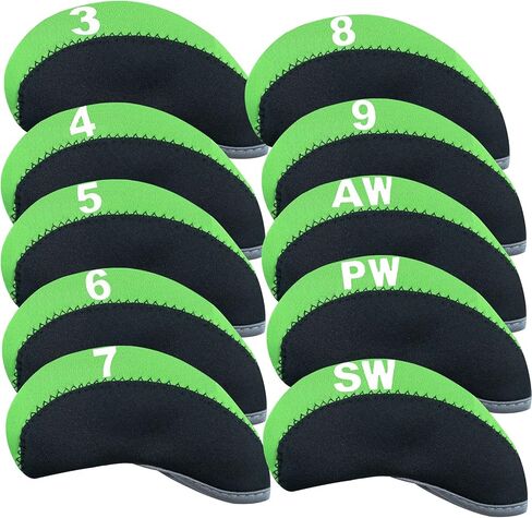Golf Club Covers Set for Irons Neoprene Iron Head Cover Club Protector 10Pcs with/Without Top Window Accessories for Men Women in Saudi Arabia