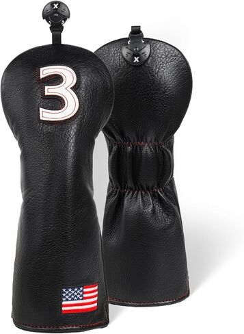 Golf Head Covers, US Flag Patriotism Golf Club Cover for Woods and Driver, Fairway, Hybrid - Premium Leather Golf Club Head Covers with Interchangeable Tags in Saudi Arabia