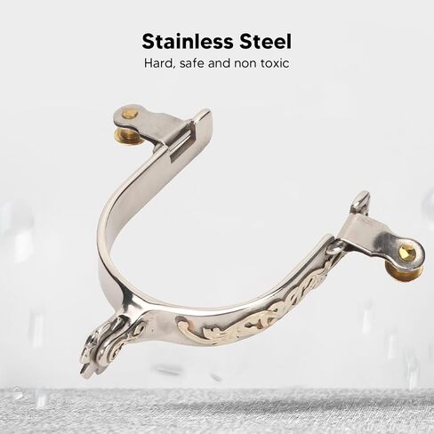 زوج واحد من نتوءات West Style Spurs، 70 × 90 مم/2.76 × 3.54 بوصة من الفولاذ المقاوم للصدأ West Cowboys Spurs للرجال والنساء، حذاء حصان مع ترس قابل للدوران لركوب الخيل in Saudi Arabia