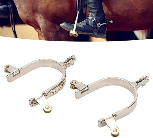 زوج واحد من نتوءات West Style Spurs، 70 × 90 مم/2.76 × 3.54 بوصة من الفولاذ المقاوم للصدأ West Cowboys Spurs للرجال والنساء، حذاء حصان مع ترس قابل للدوران لركوب الخيل in Saudi Arabia