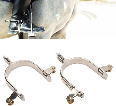 زوج واحد من نتوءات West Style Spurs، 70 × 90 مم/2.76 × 3.54 بوصة من الفولاذ المقاوم للصدأ West Cowboys Spurs للرجال والنساء، حذاء حصان مع ترس قابل للدوران لركوب الخيل in Saudi Arabia
