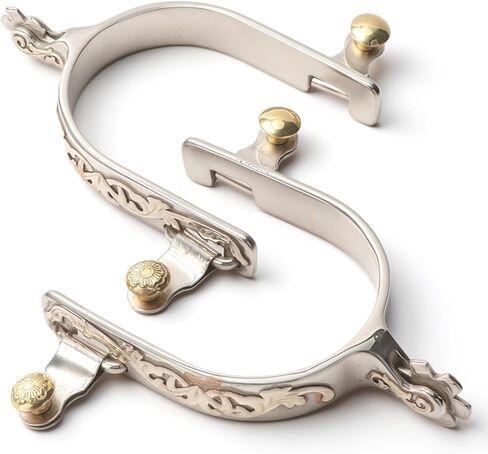 Stainless Steel Horse Spurs for Men with Carved Design Rotatable Gear Western Cowboy Equestrian Riding Spurs in Saudi Arabia