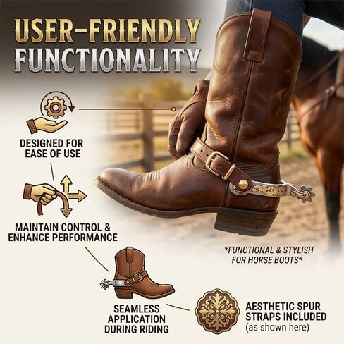 Stainless Steel Horse Spurs for Men with Carved Design Rotatable Gear Western Cowboy Equestrian Riding Spurs in Saudi Arabia