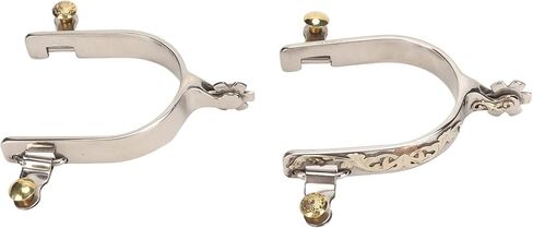 Stainless Steel Horse Spurs for Men with Carved Design Rotatable Gear Western Cowboy Equestrian Riding Spurs in Saudi Arabia