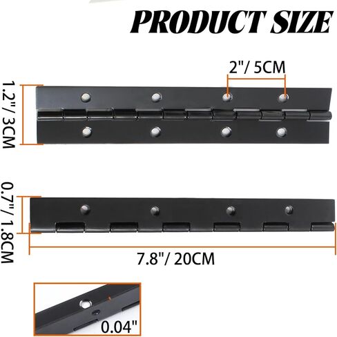 Hordion 6Pcs 8 Inch Piano Hinge Heavy Duty, Black Continuous Hinge 0.04" Thickness Folding Hinges with Screws for Cabinet Door Storage Box Boats in Saudi Arabia