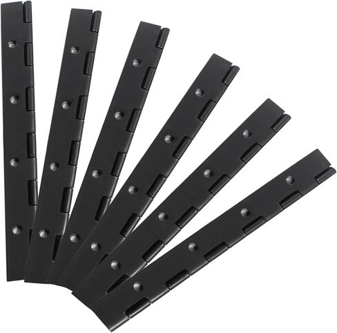 Hordion 6Pcs 8 Inch Piano Hinge Heavy Duty, Black Continuous Hinge 0.04" Thickness Folding Hinges with Screws for Cabinet Door Storage Box Boats in Saudi Arabia