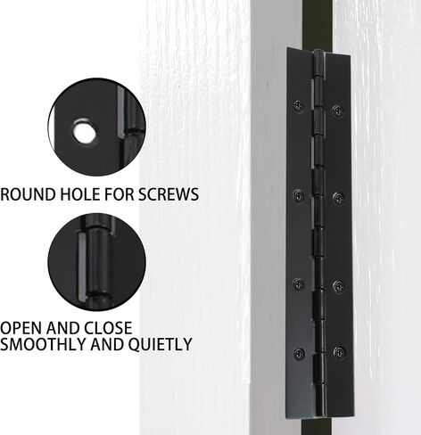 Hordion 6Pcs 8 Inch Piano Hinge Heavy Duty, Black Continuous Hinge 0.04" Thickness Folding Hinges with Screws for Cabinet Door Storage Box Boats in Saudi Arabia