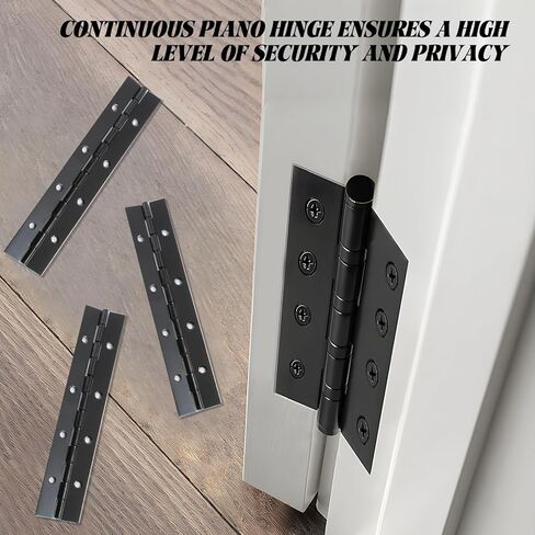 Hordion 6Pcs 8 Inch Piano Hinge Heavy Duty, Black Continuous Hinge 0.04" Thickness Folding Hinges with Screws for Cabinet Door Storage Box Boats in Saudi Arabia