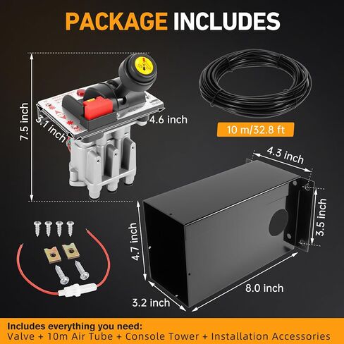 PTO Hoist Control Valve Air Kit with Kickout for Dump Truck Tipper Hydraulic System, K90 Dual Valve with PTO Switch, Console Tower, 10m Air Tube - Replace AV-295 329358X 329219X in Saudi Arabia