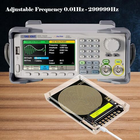 0.01Hz-299999Hz Adjustable Sine Wave Frequency Generator for Healing, 7.83Hz Schumann Resonance Generator with Acrylic Case, USB Powered Signal Generator for Relaxation, Stress Relief & Better Sleep in Kuwait