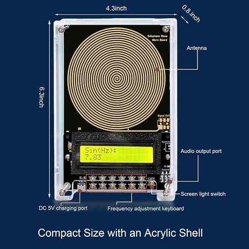 0.01Hz-299999Hz Adjustable Sine Wave Frequency Generator for Healing, 7.83Hz Schumann Resonance Generator with Acrylic Case, USB Powered Signal Generator for Relaxation, Stress Relief & Better Sleep in Kuwait