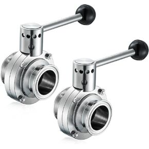 2 حزمة من صمام الفراشة ثلاثي المشبك مقاس 1.5 بوصة، صمام مقبض سحب يدوي من الفولاذ المقاوم للصدأ 304 صحي، يناسب البرسيم ثلاثي المشبك مقاس 1.5 بوصة، لأطعمة ومشروبات الألبان المنزلية (أنبوب OD مقاس 1.5 بوصة) in Kuwait