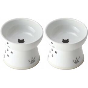 Necoichi Extra Wide Wide Cat Food Bowl ، مرتفعة ، تمنع التعب من الرقبة والشعور ، غسالة الصحون وميكروويف آمن ، البائع رقم 1 في اليابان! (قطة ، واسعة جدا) in Kuwait