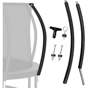 Trampoline Curved Pole Replacement, Universal Curved Enclosure Pole for 10-16ft Frame, with Plastic T Connector, Mounting Hardware, Foam Cover in Kuwait