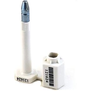 High Security Bolt Seal, 100 pcs. White Color, for Cargo Container, Truck and Trailers, Numbered & Barcode, with ISO, CTAP, Certified, Shipping Seals. BFSEALS Free & Quick Shipping from USA in Kuwait