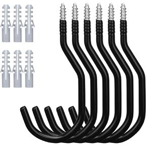 HORUSDY 6-Pack Heavy Duty Garage Storage Hooks, 6" Utility Wall Hooks for Tools, Ladders, Bikes, Hoses & Cords – Steel Garage Organizer Hooks for Wall Mount Storage Systems in Kuwait