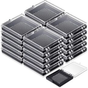 Novabright 20 Pack Sticky Gel Carrier Boxes Gel Sticky Sample Boxes for Silicon Chip Sample Holder 55 x 55 x 10 mm 100 Grid Printed Grid for Delicate Materials Transport and Storage in Kuwait